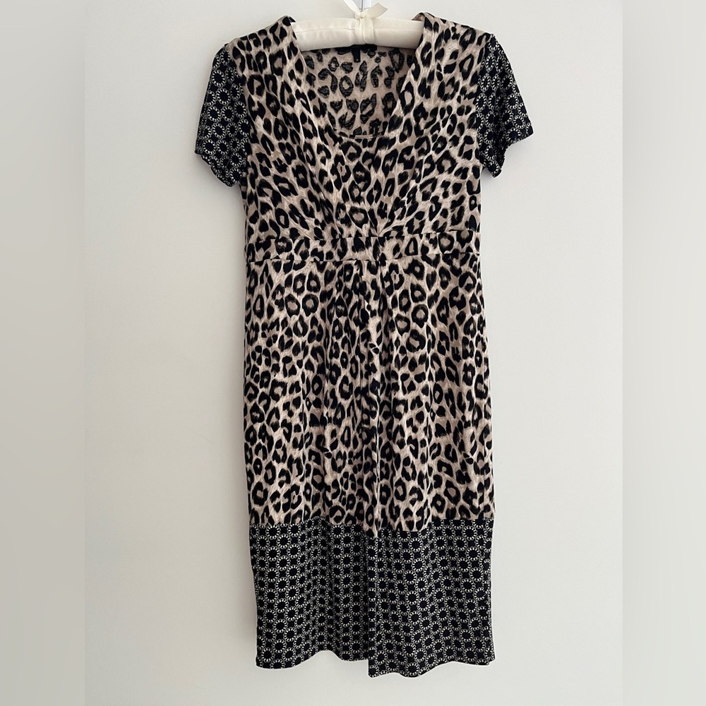 WEEKEND MAXMARA  Dress Lightweight Leopard Print Midi Short Sleeve Party Chic